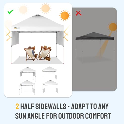 CROWN SHADES 10x10 Pop up Canopy Tent Instant Canopy with 150D Silver Coated Fabric Including 2 Half Sidewalls, 4 Ropes, 8 Stakes, 4 Weight Bags, STO 'N Go Bag, Grid Grey