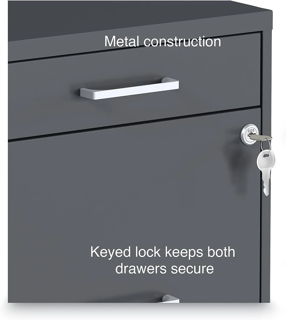 2806768 Soho 14 In. X 18 In. X 26.9 In. 3-Drawer Vertical File Cabinet - Letter, Charcoal