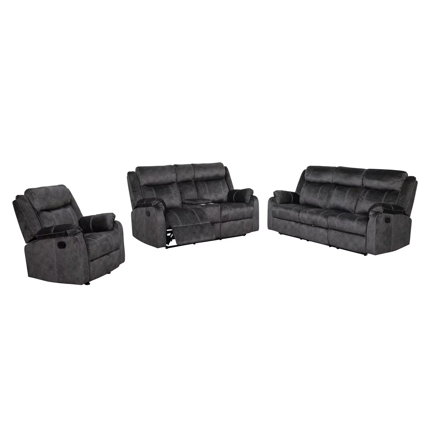 Global Furniture USA Reclining Sofa W/ Drop Down Table & Drawer
