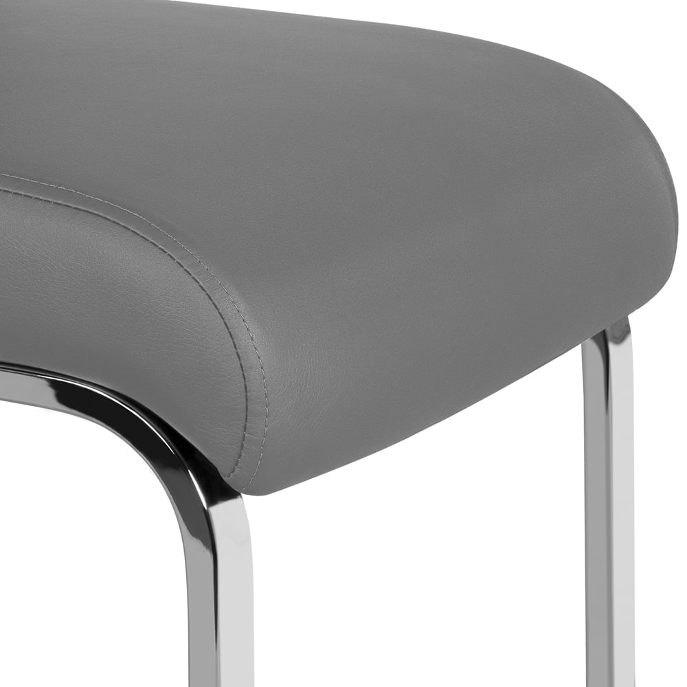 Easyfashion Modern Set of 2 PU Leather Dining Chair, Light Gray