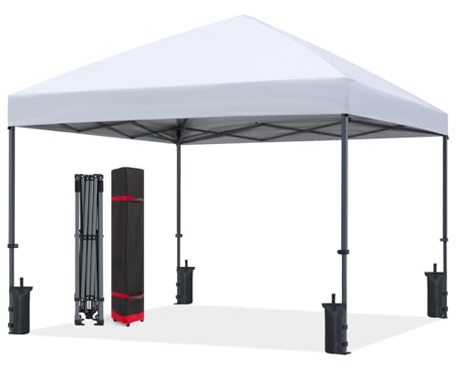 ABCCANOPY Pop Up Canopy - Outdoor Patio Portable Canopy Tent Heavy Duty for Backyard and Deck with 4 Sandbags(White, 10x10)