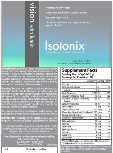 Vision Formula with Lutein, Promotes Healthy Vision, Supports Night Vision, Supports Healthy Eye Circulation, Market America (30 Servings)