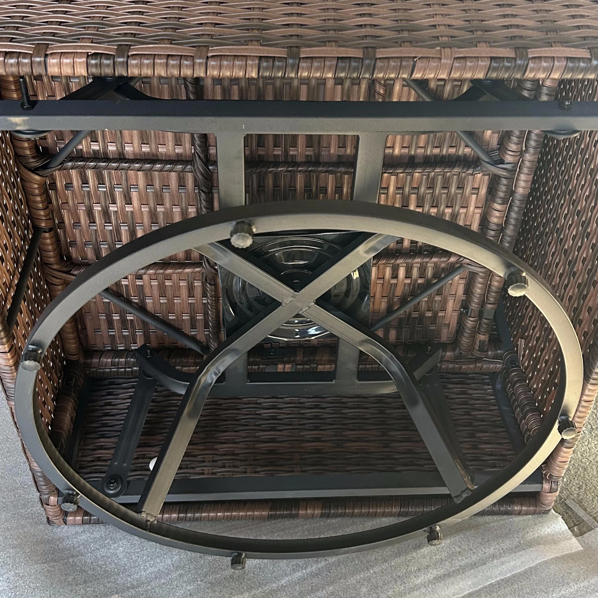 Outsunny 6pc Patio Furniture Set with Couch, Swivel Rocking Chairs, Brown