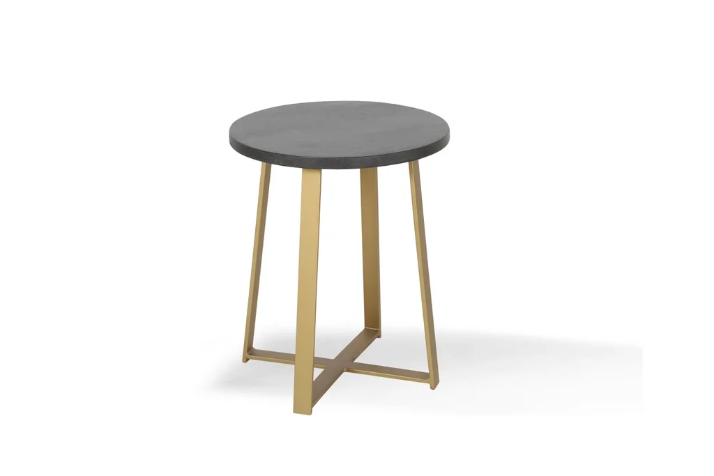 Posh Pollen Ross Black Wood Round Side Table, Black