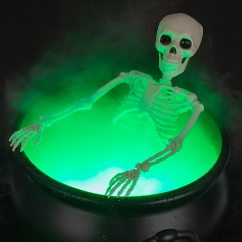 Halloween Decorations Outside - Large Witches Cauldron on Tripod with Skeleton & Fog Maker - Skeleton Halloween Party Decor for Outdoor Yard Home Porch