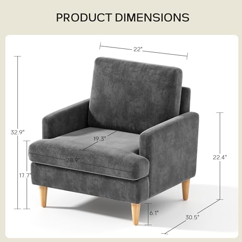 VKNOW Accent Chair Living Room Chair, Modern Comfy Chenille Armchair, Mid Century Modern Reading Sofa Chairs for Bedroom Living Room,Blue