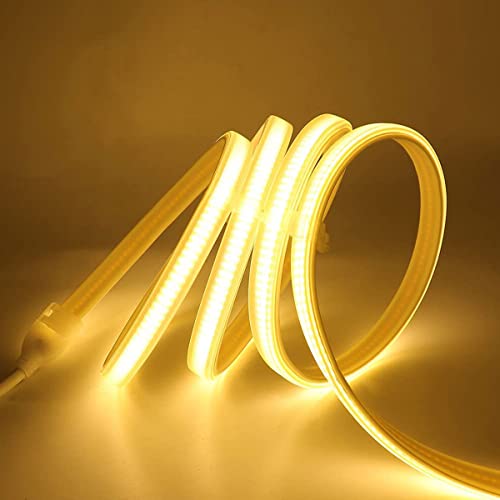 SUYOOULIN LED Strip Lights, 30ft/9m AC110-130V High Density 2592 LEDs COB Light Strip, 26000LM Super Bright Dimmable Waterproof LED Rope Light (Cool White 6500K)
