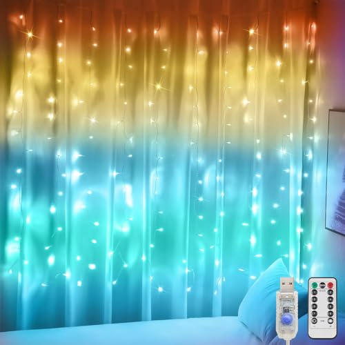 suddus Curtain Lights for Bedroom, 200 Led Hanging String Light Outdoor, Fairy Curtain Lights Indoor for Christmas, Dorm, Wall, Backdrop, Window, Wedding, Party, Birthday Decor, Warm White