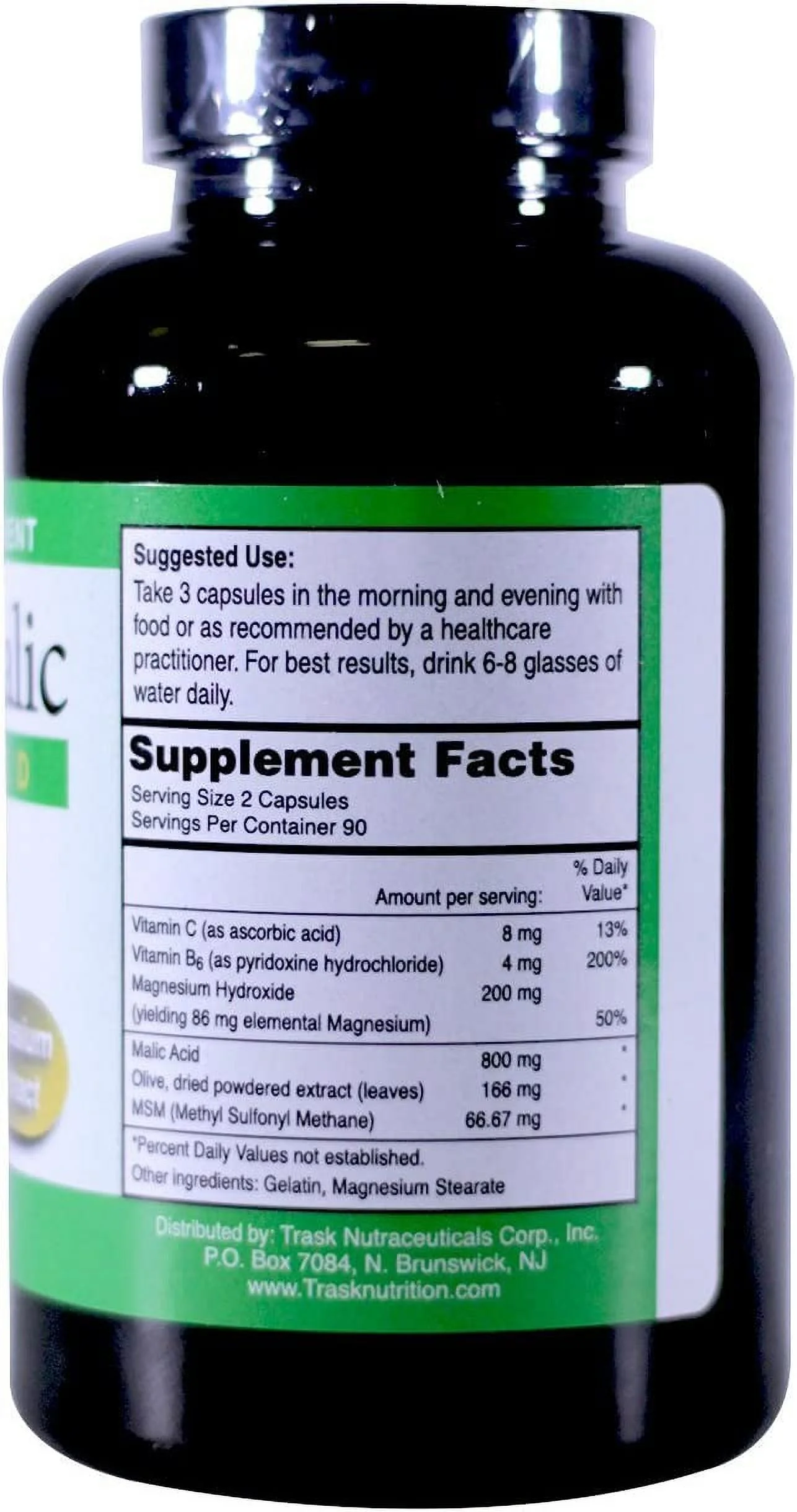 Malic Acid, Magnesium, MSM and Olive Leaf Extract Capsules, 180 Count