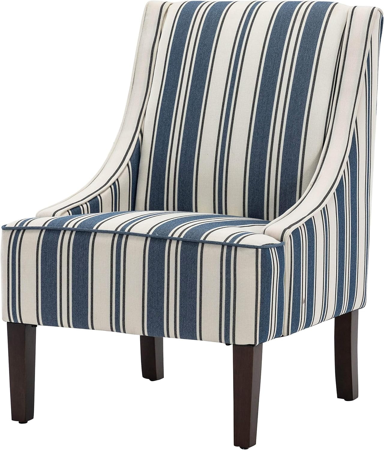 Swoop Arm Fabric Accent Chair, Navy Double Stripe