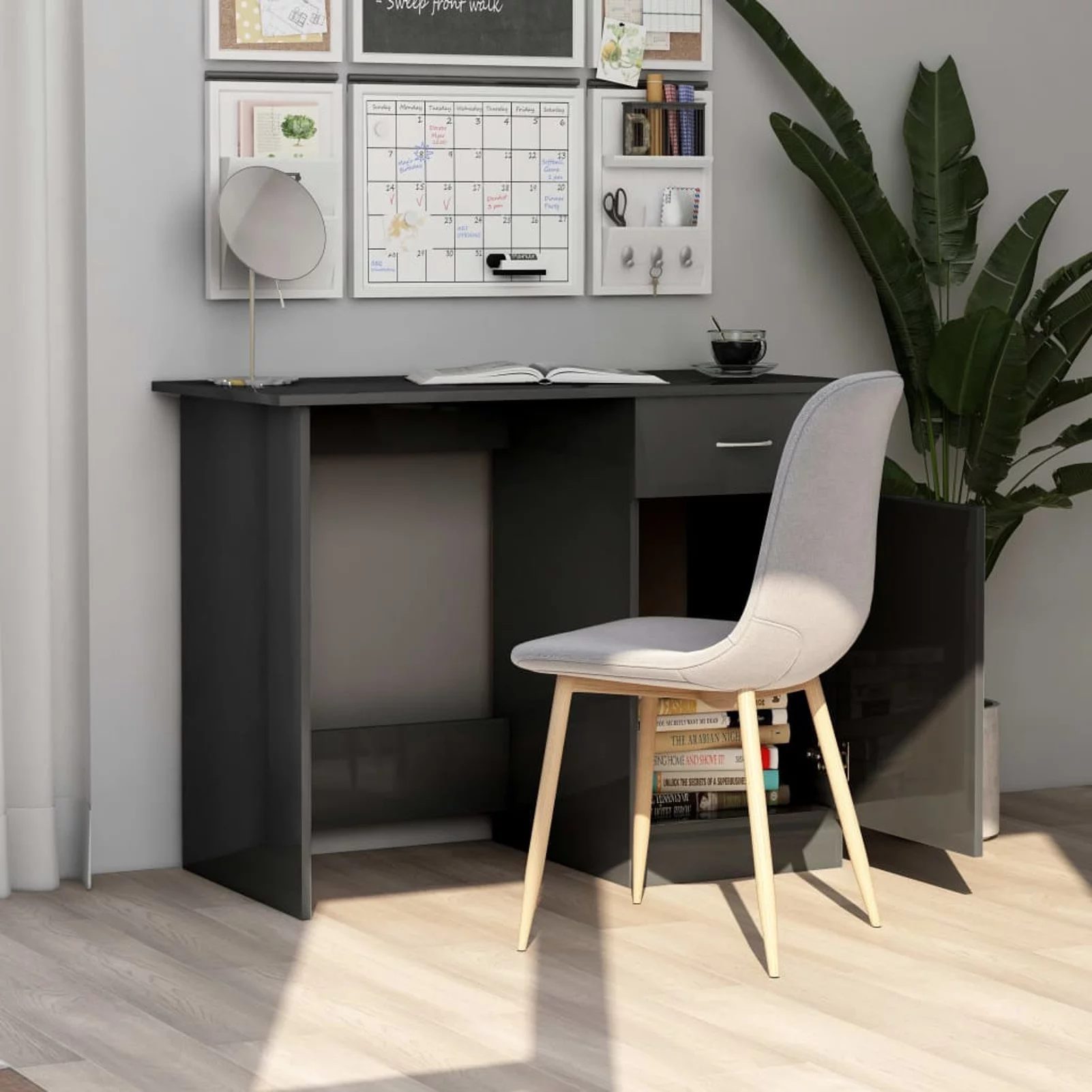 moobody Desk High Gloss Gray 39.4