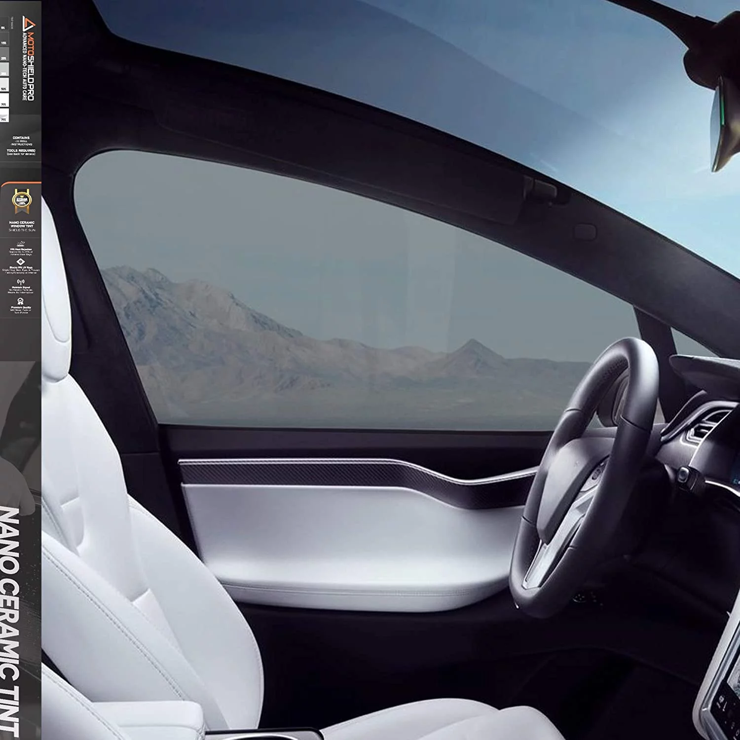 MotoShield Pro 5 Percent VLT Ceramic Window Tint, 30 Inch x 10 Foot Roll