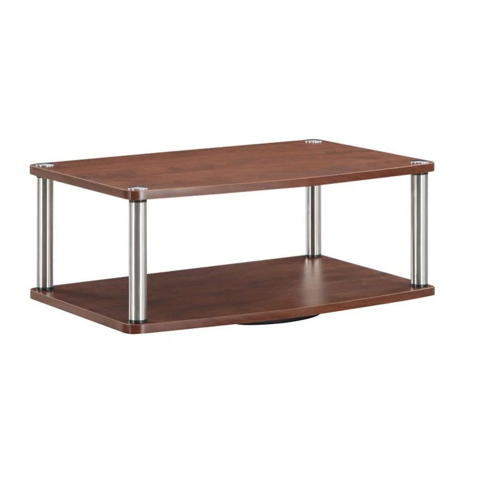 Pemberly Row Mid-Century Two Tier TV Swivel in Cherry Wood Finish