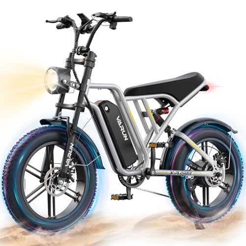 VARUN Electric Bike Peak 750W - 65+ Miles Long Range Electric Bike for Adults - Reaches 25MPH, 48V 13Ah Battery, Full Suspension, 7-Speed All-Terrain 20