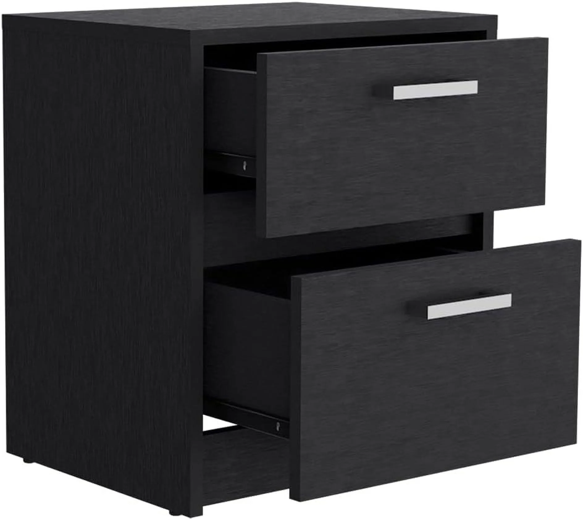 Nightstand Chequered, Two Drawers -Black -Bedroom