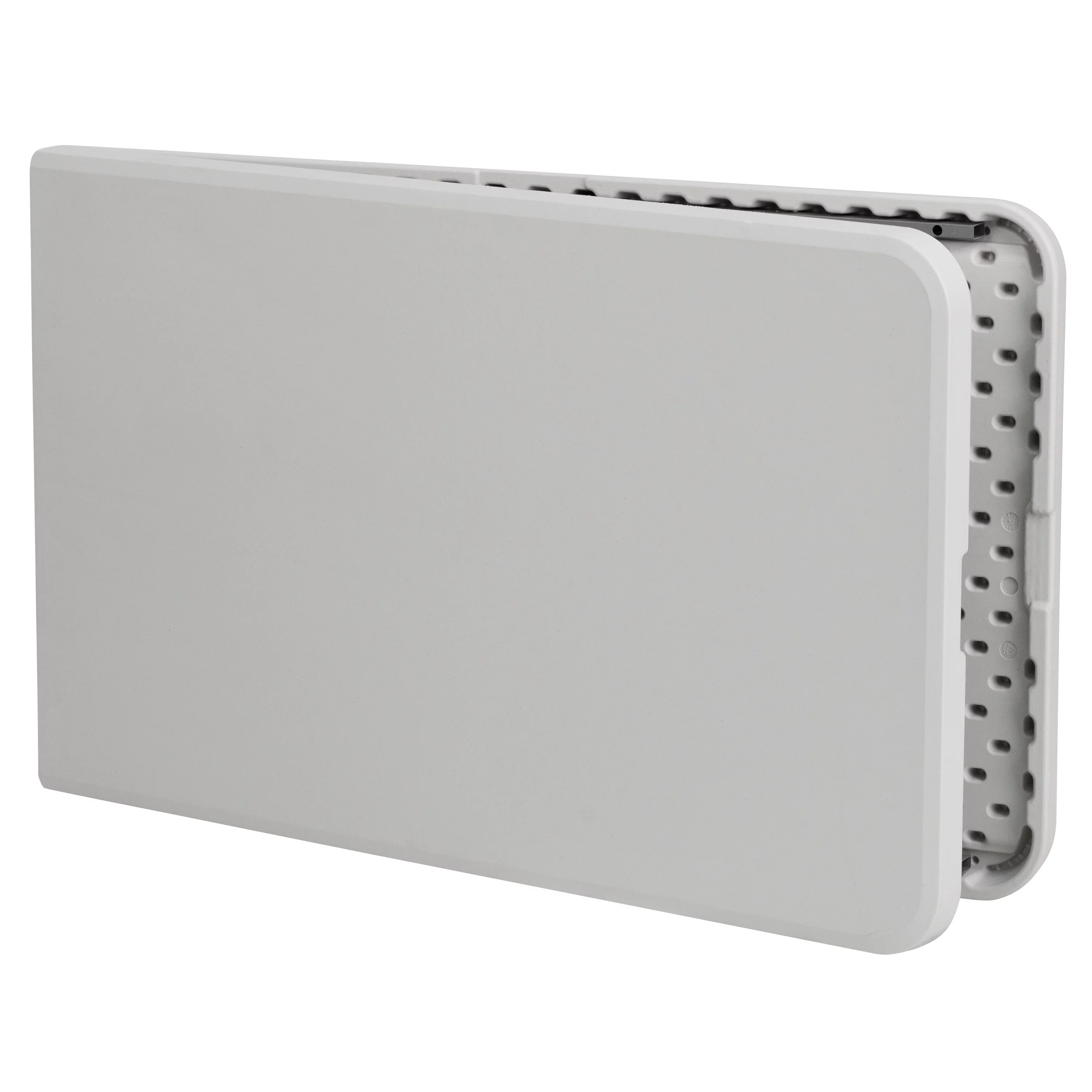 Emma + Oliver 8' Bi-Fold White Plastic Event/Training Folding Table Set w/ 10 Folding Chairs