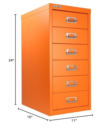 Bisley 10-Drawer Steel MultiDrawer Cabinet - Black, Chrome Pull Handles with Label Holders, Powder-Coated Steel, Removable Drawers, Fits Under Most Desks, Labels Included