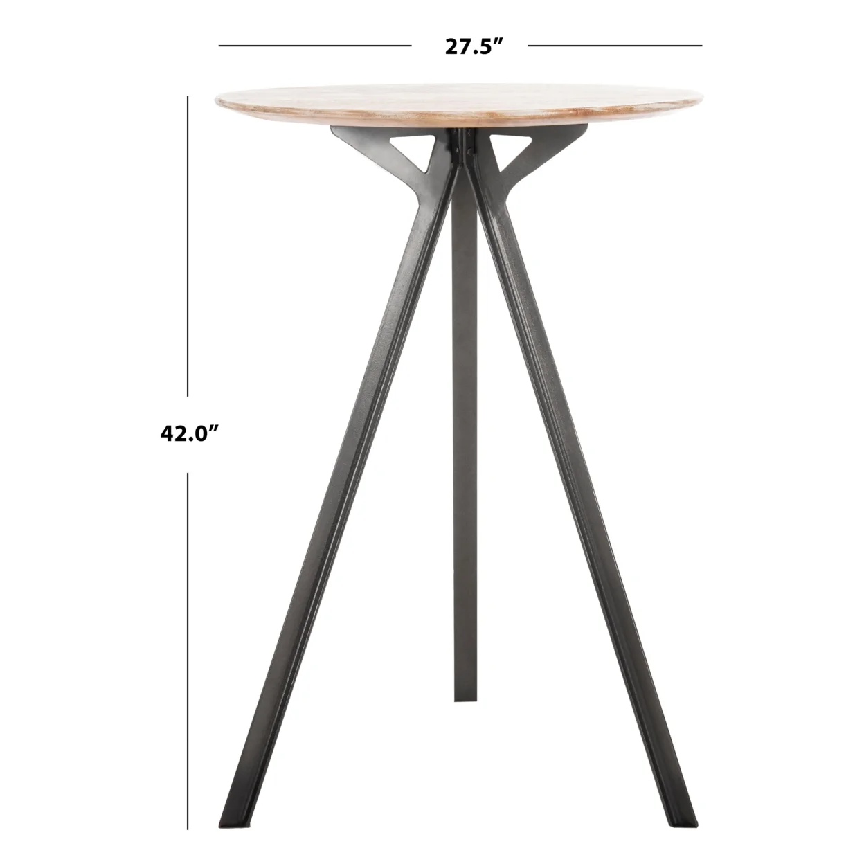 SAFAVIEH Axel Tripod Mid-Century Round Pub Table, Grey Wash/Black