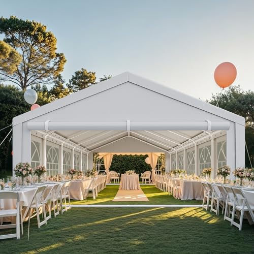 YITAHOME 16x32ft Heavy Duty Party Tent Outdoor Wedding Tent Canopy Event Shelters Upgraded Galvanized Steel Carport with Removable Sidewall Windows for Commercial and Parties, White