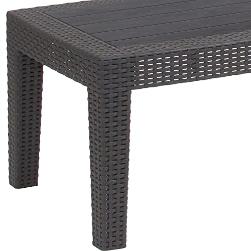 Flash Furniture Seneca Light Gray Faux Rattan Coffee Table