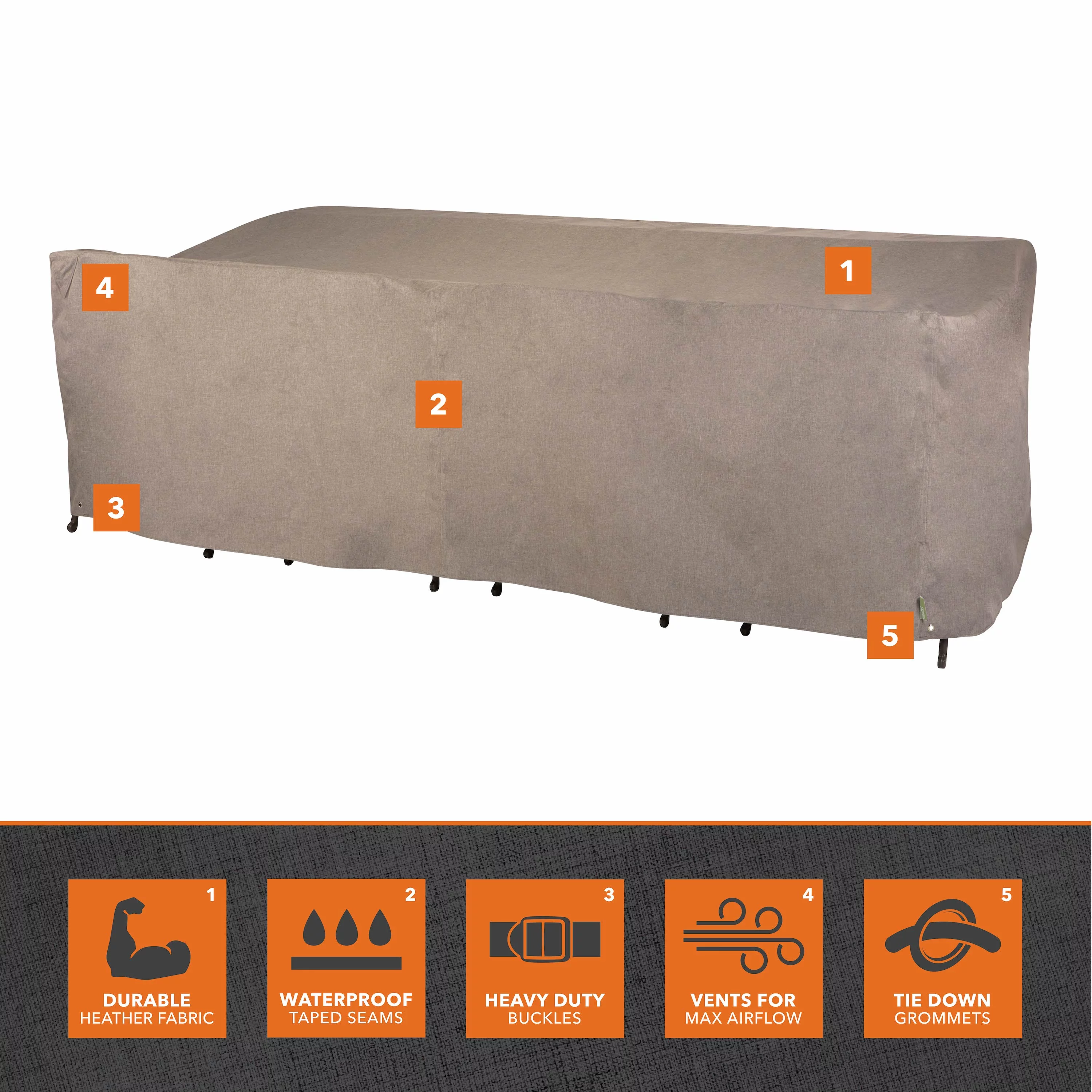 Modern Leisure Garrison Rect/Oval Patio Table & Chair Set Cover, Waterproof, 108