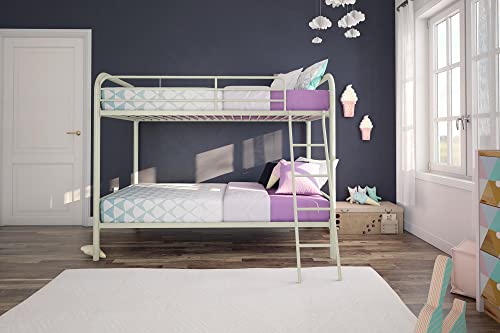 DHP Twin-Over-Futon Convertible Couch and Bed with Metal Frame, Ladder and Guardrails - Black