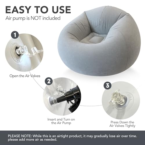 45x45x28 Inflatable Beanless Bean Bag Chair Lounge Sofa - Black