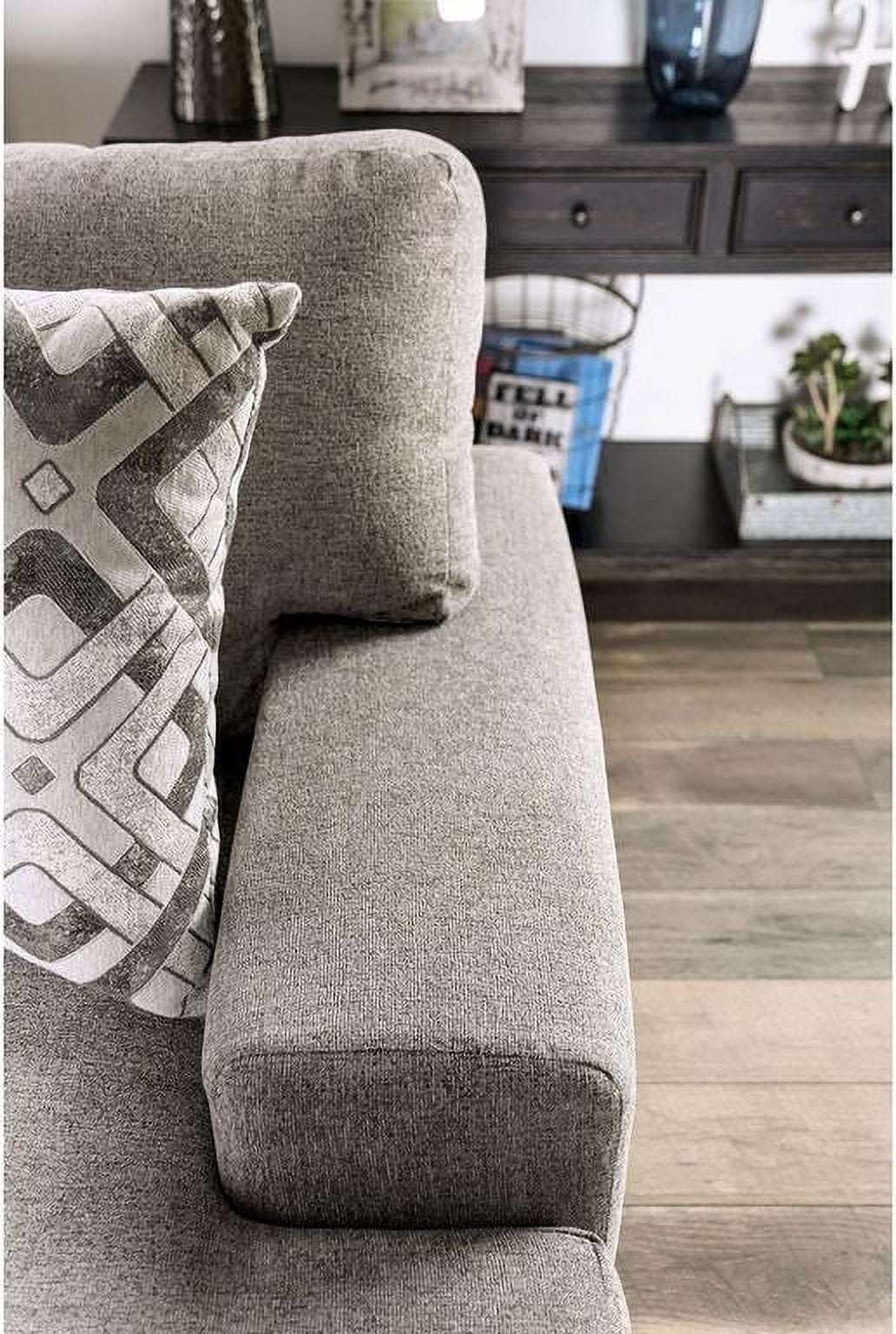 Transitional Light Gray Microfiber Sofa Furniture of America SM3084-SF Polly