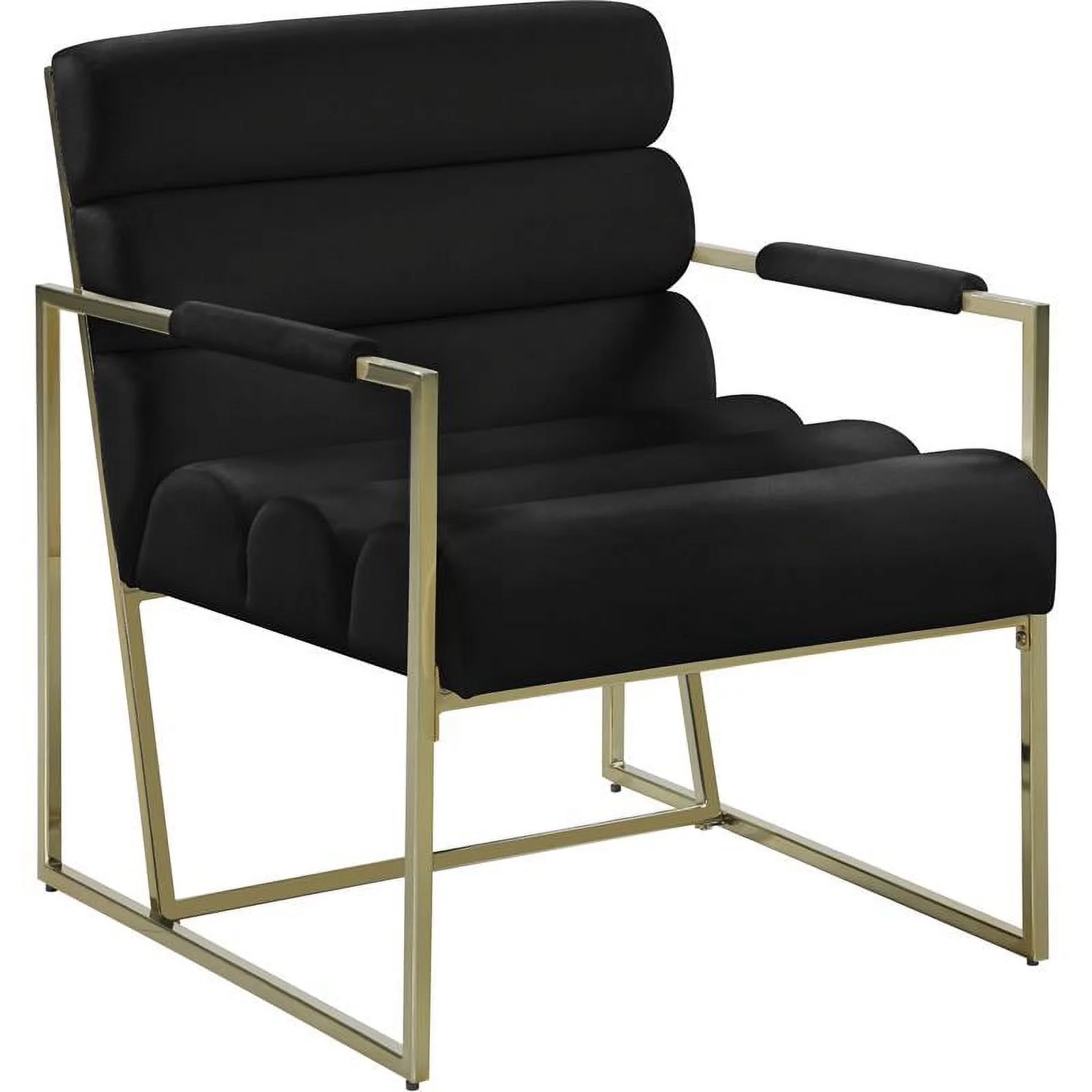 Home Square Zayne Black Velvet Accent Chair with Gold Iron Frame - Set of 2
