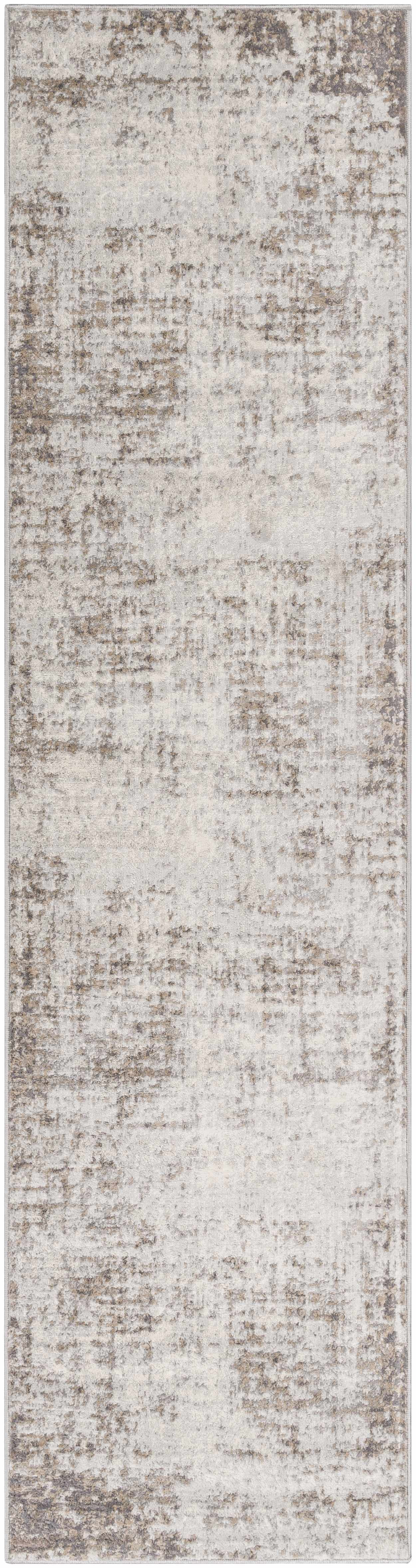 Hauteloom Gerona Neutral Abstract Living Room Bedroom Dining Room Runner Rug - Modern Distressed Bohemian Carpet - Beige, Cream, Brown, Gray - 2'7