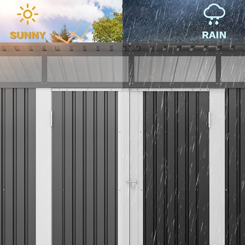 DWVO 6x4ft Storage Shed for Outdoors, Metal Sturdy Weatherproof Tool Locker with Secure Door and Ventilation for Equipment, Mowers, Bikes, Outdoor Spaces, Dark Gray