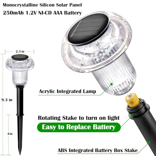 Solar Lights Outdoor Pathway Lights 12 Pack LED Waterproof Color Changing Mushroom Shape for Garden Driveway Walkway Landscape Path Lawn Yard Decor