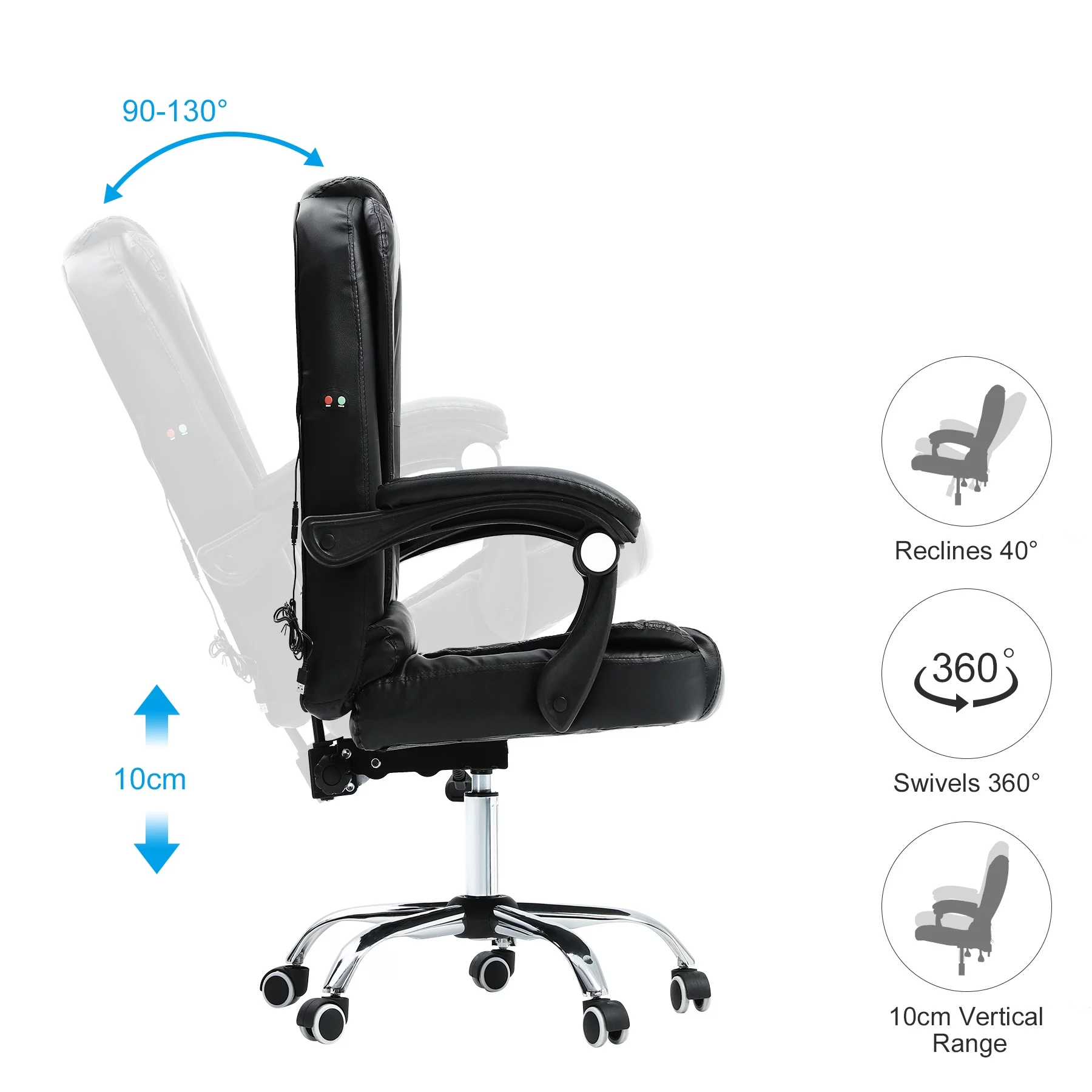 Bestco Executive Office Chair with Recline & Massage Height Adjustable Home Desk Chair