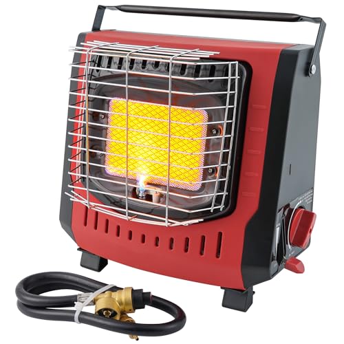 Upgrade Dual Fuel Portable Outdoor Heater with self ignition,Fuel by Butane/Propane, 9000BTU,Tip-over|Low-Oxygen Safety Shutoff,Portable Camping Heater for Tents,Camping,Hiking,RV(Fuel not included)