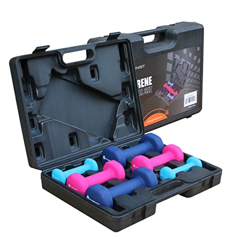 Gymenist Dumbbell Set With Hard Plastic Case Includes 3 Pairs And A Hard Travel Carry Storage Case