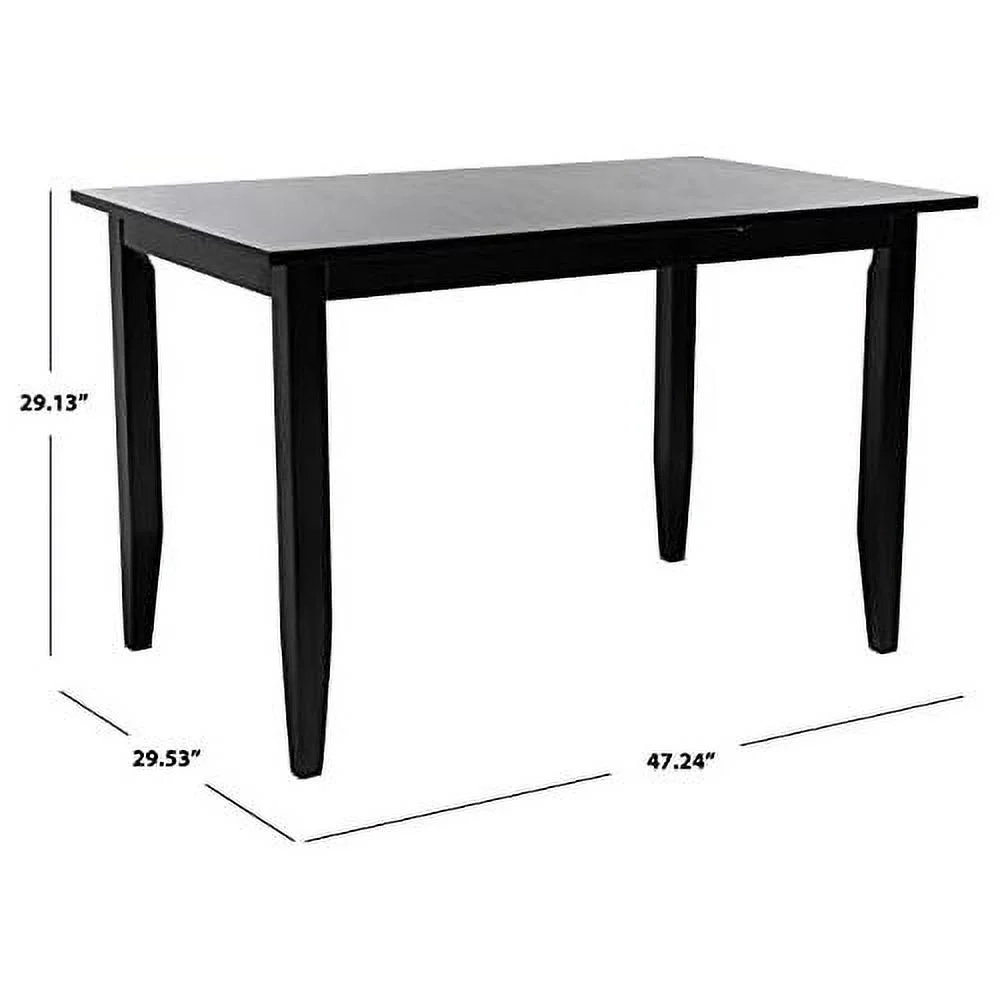 Home Collection Miliano Matte Black Drop End Leaf Dining Room Table DTB1404A, 0