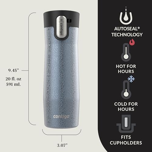 Contigo AUTOSEAL West Loop Vacuum-Insulated Stainless Steel Travel Mug with Easy-Clean Lid 20 oz Sake