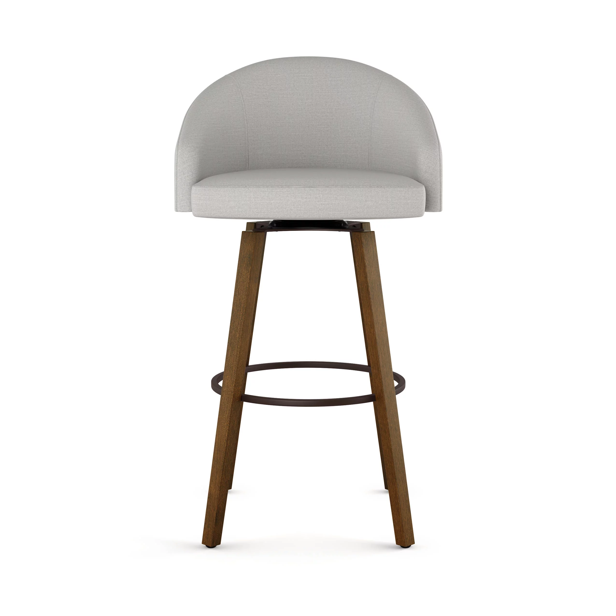 Amisco Foglia 30 In. Swivel Bar Stool - Light Grey Polyester / Light Brown Wood