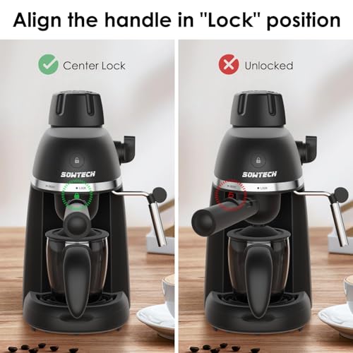 Espresso Coffee Machine Cappuccino Latte Maker 3.5 Bar 1-4 Cup with Steam Milk Frother, Black