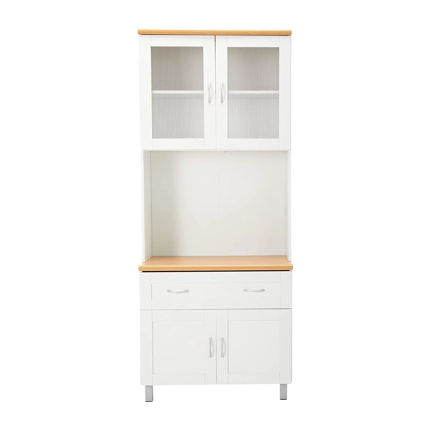 Hodedah HIK92 Kitchen China Cabinet with Transparent Doors, White