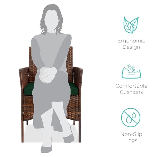 Best Choice Products 3-Piece Outdoor Wicker Conversation Bistro Set, Space Saving Patio Furniture for Garden w/Side Table - Gray/Navy