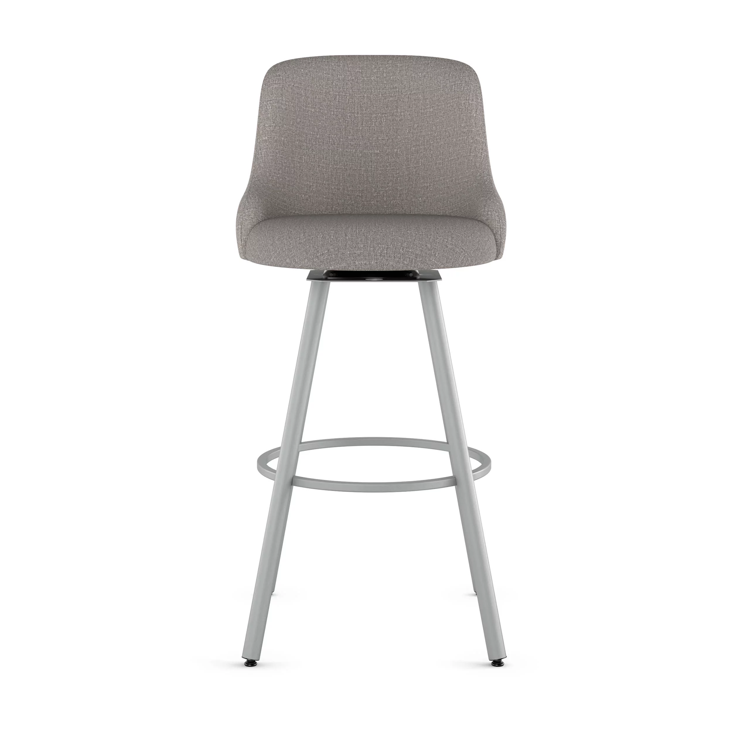 Amisco Kelsea 30 In. Swivel Bar Stool - Silver Grey Polyester / Shiny Grey Metal