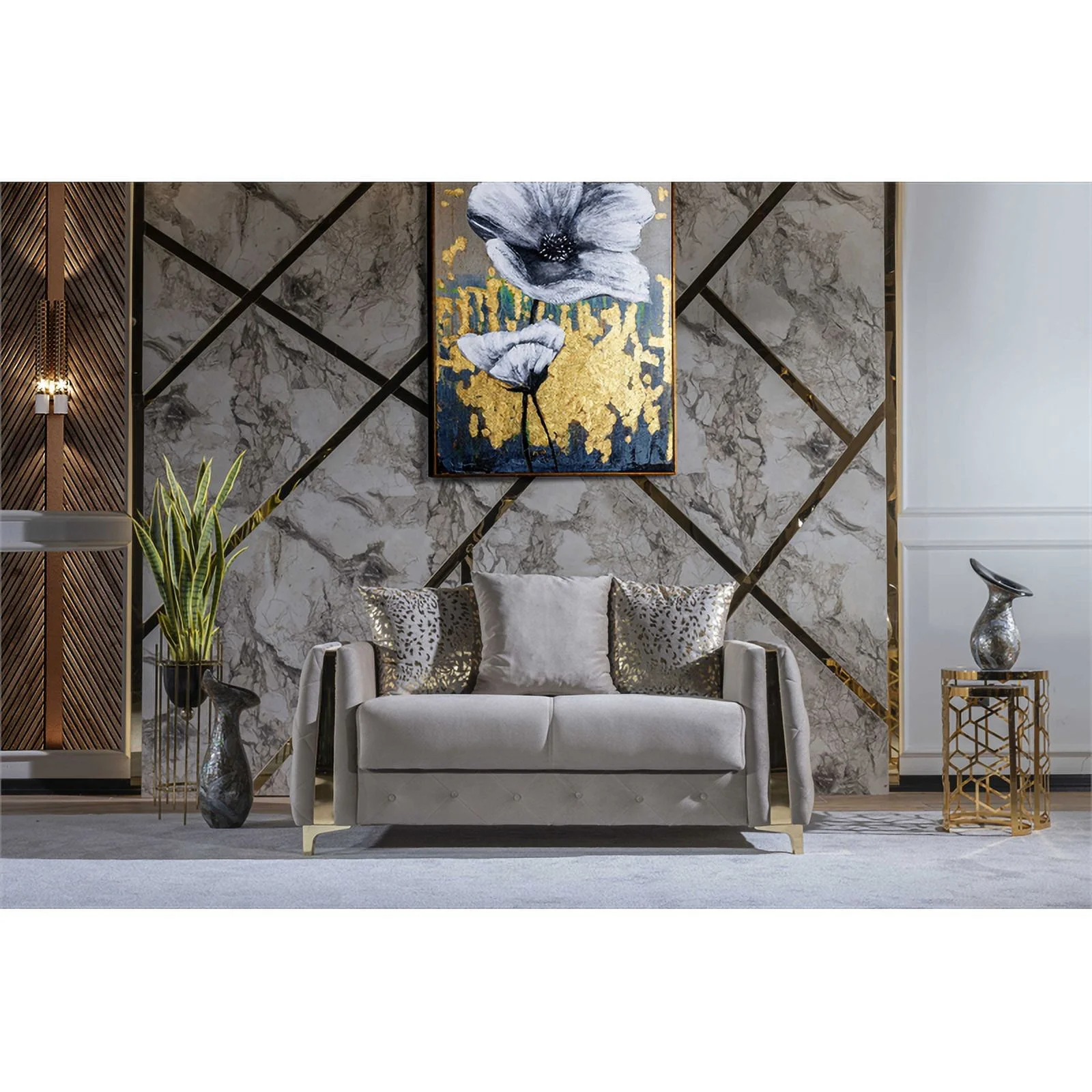 Pemberly Row Modern 3PC Living Room Set Made with Wood in Taupe