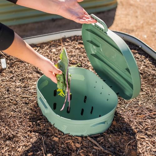 Vego Garden In-Ground Worm Composter Outdoor Farm Compost Bin 8 Gallons BPA-Free Composting System for Raised Garden Beds, Lime
