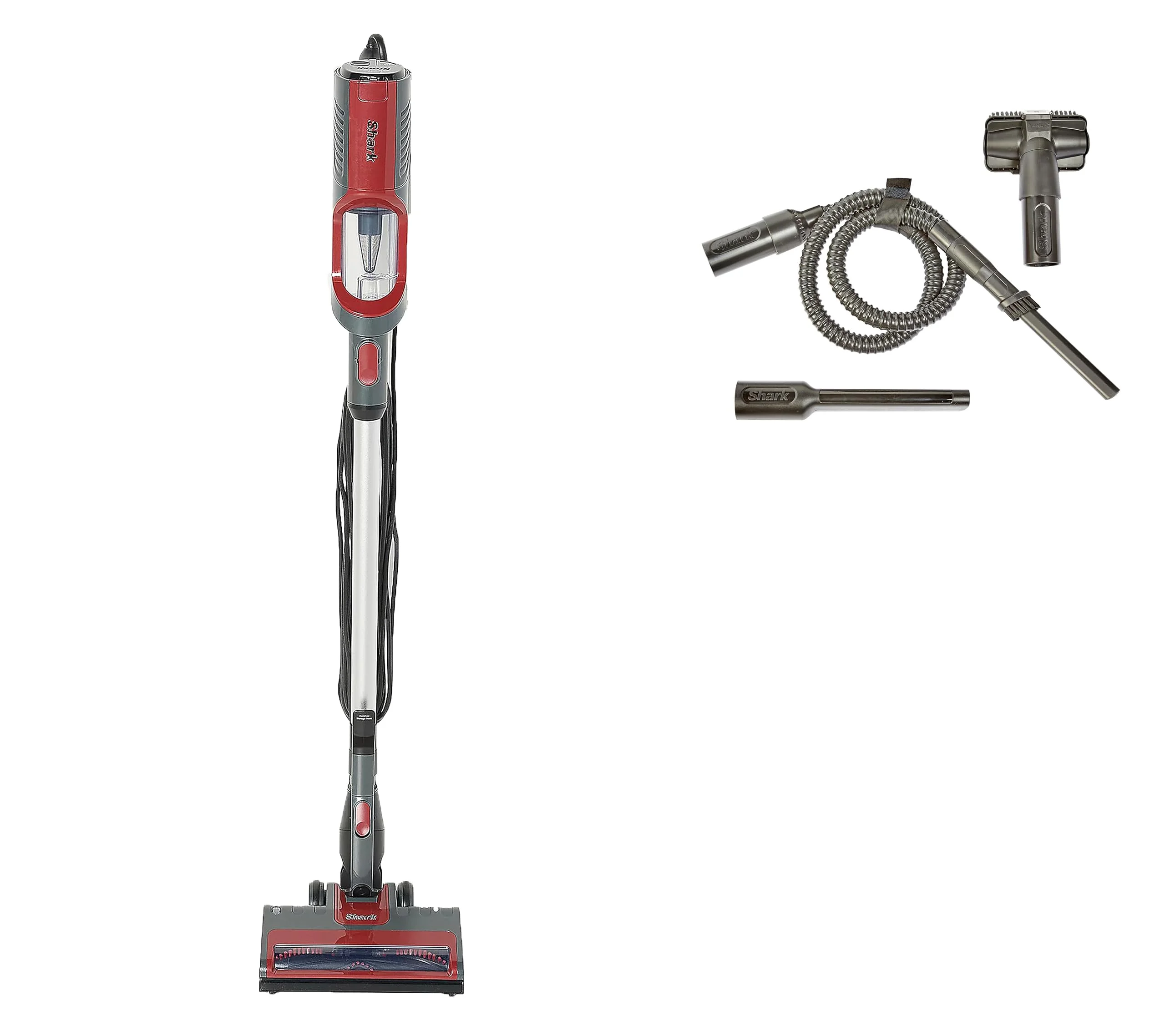 Restored Shark QS101Q Ultralight HyperVelocity Corded Stick/Handheld Vacuum with Pet Multi-Tool, Crevice Tool, and Precision Duster, Red (Factory ) (Refurbished)