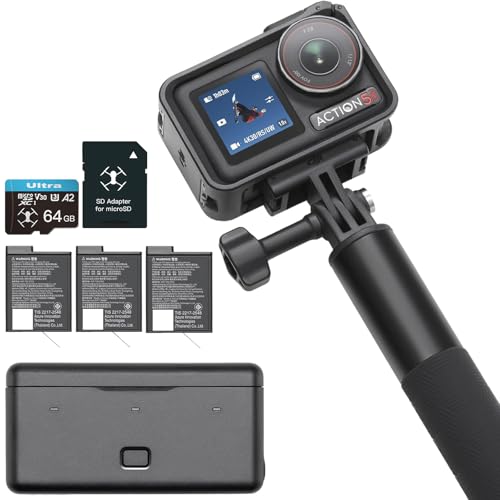DJI Osmo Action 5 Pro Adventure Combo, with 64GB microSDXC Card - Waterproof Action Camera with 1/1.3