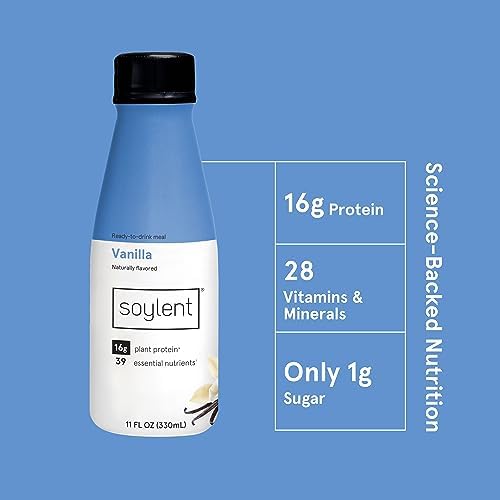 Soylent Complete Meal Replacement Shake, Gingerbread, 16g Complete Protein, Ready-to-Drink Plant Based Protein Drink, 1g Sugar, 11oz (12 Pack)