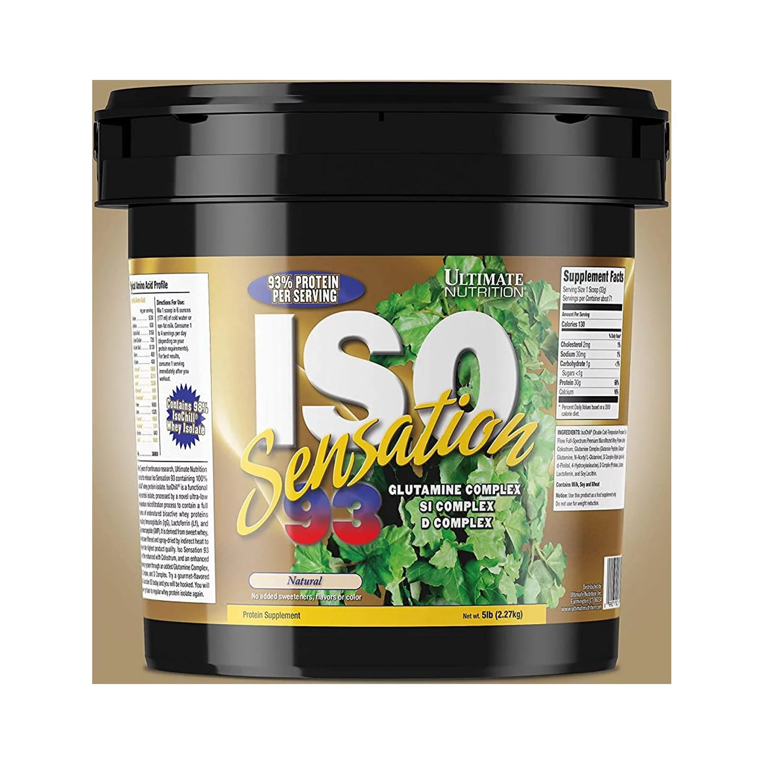 Ultimate Nutrition ISO Sensation 93 Whey Protein Isolate Powder- Natural, 5lb