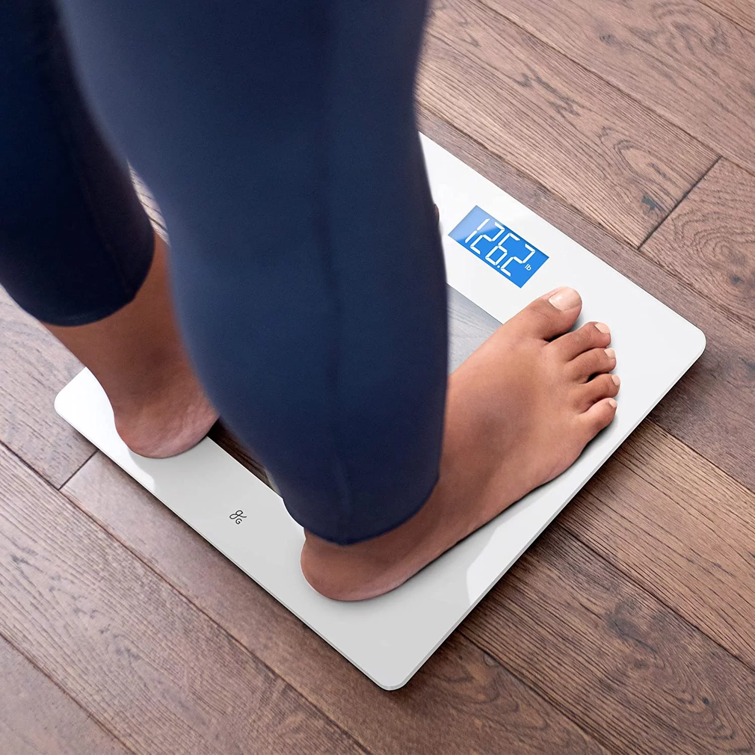 Greater Goods Digital Weight White Bathroom Scale, Accurate Glass Scale, Non-Slip & Scratch Resistant, Body Weight