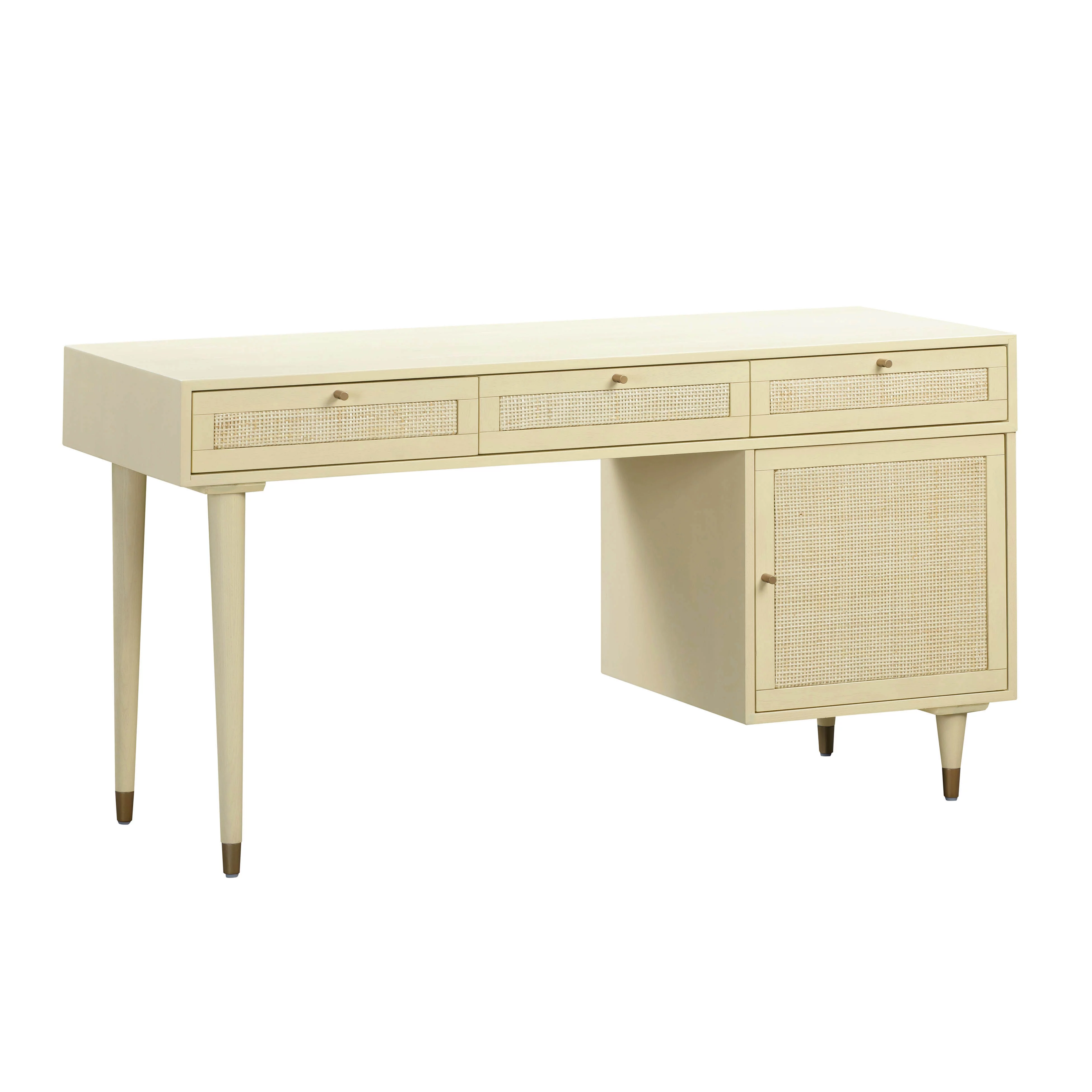 TOV Furniture Sierra Buttermilk 3-Drawer with Cabinet Wooden Desk